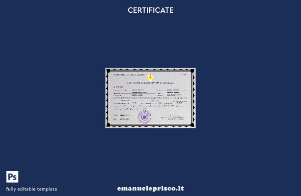 modello PSD del certificato di matrimonio del Bangladesh in stile verificato, mo